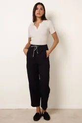 Women's Navy Slip On Trousers Size: Small - Navy - Size: S