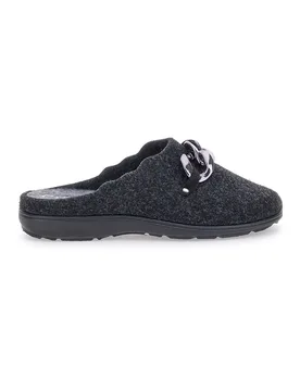 Pantofole Nere in Feltro con Catena Color Canna di Fucile 3004d 38 - GRAZIE - FashionsVida