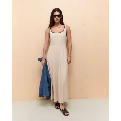 Vestido de mujer midi con vivo a contraste