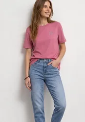 T-Shirt mit Rundhals und Chestprint female Pink