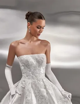Customized Charming White Satin Wedding Dress Formal Strapless Sleeveless Bridal Gown Classic A-Line Chapel Train Robe de mariée - Aliexpress - FashionsVida