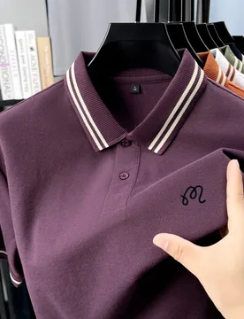 Summer 100% Cotton Fashionable Exquisite Letter Embroidered Short Top Men Business Casual Best-selling Striped Collar Polo Shirt - Aliexpress - FashionsVida