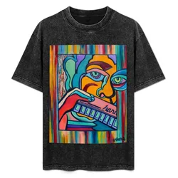 Harmonica Player T-Shirt Trendy Casual Short Sleeve Shirt
