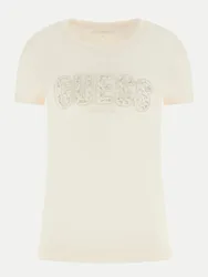 T-Shirt mit Strass-Logo Weiß M