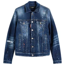 Mens Dan Navy Blue Jean Jacket Cotton - Size Large