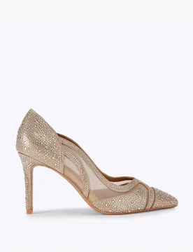 Embellished Stiletto Heel Pointed Court Shoes Gold female - Carvela - FashionsVida