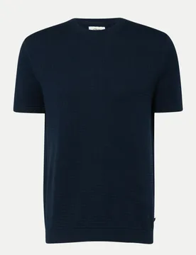 RED LABEL T-Shirt mit Waffelmuster Blau L - S. Oliver - FashionsVida