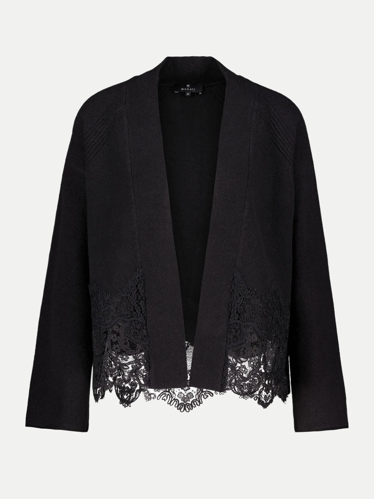 Strickjacke mit Spitzenborte Schwarz 46 - monari - FashionsVida