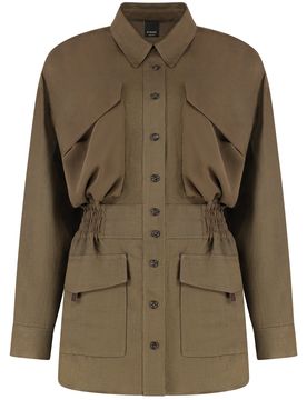 Viscose-Linen Overshirt with Adjustable Drawstring Waist