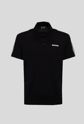 EA7 polo con logo maniche uomo nero