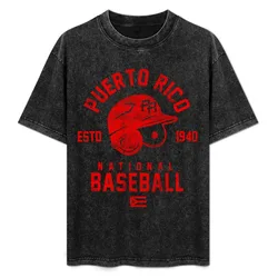 P.R. BASEBALL T-Shirt Basic Short Sleeve Cotton Blend T-Shirt