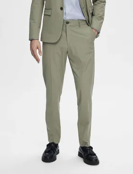 Pantaloni slim Selected verde salvia in tela di misto viscosa stretch - Homme - FashionsVida