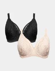 Pack Amelia Lace Natural Lift™ Full Cup Bras (F-H) Black Mix female