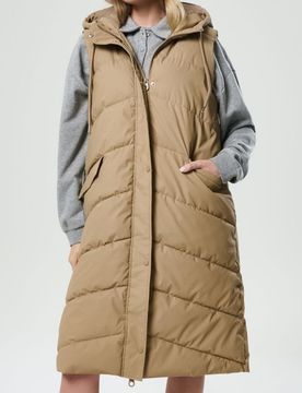 Gilet trapuntato con cappuccio - beige