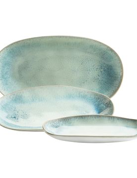 Servierplatten-Set, Steinzeug Frozen gruen