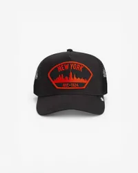Berretto trucker nero con ricamo New York