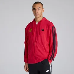 Manchester United x Essentials 3-Stripes Full-Zip Hoodie Red M
