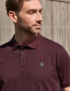 Street One Kurzarm Poloshirt mit Allover-Print male Rot