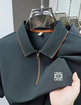 New Zipper Lapel Polo High-end Embroide Logo Ice Silk Cotton Busine Casual Short Sleeve Ventilate Commut Plus Size Men Cloth - Aliexpress - FashionsVida