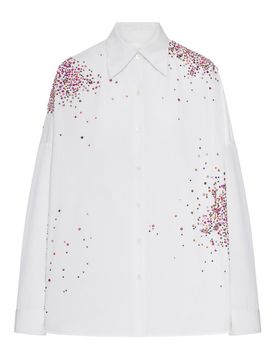 Camicia oversize in cotone con applicazioni