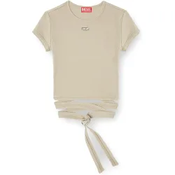 Camiseta de mujer de manga corta con cordones en cintura