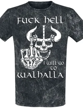T-Shirt - Fuck Hell - I Will Go To Walhalla - M bis 4XL - für Männer - Größe M - dunkelgrau - Männer - male - Sprüche - FashionsVida