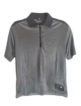 Grey FF Jacquard Half-Zip Polo Shirt - Fendi - FashionsVida