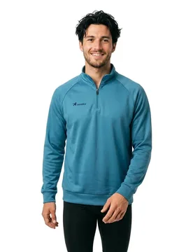 Felpa Con Mezza Zip Berlin Turquoise XL - Asioka - FashionsVida