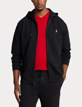 Felpa Polo nera con cappuccio e chiusura zip in interlock di cotone - Ralph Lauren - FashionsVida