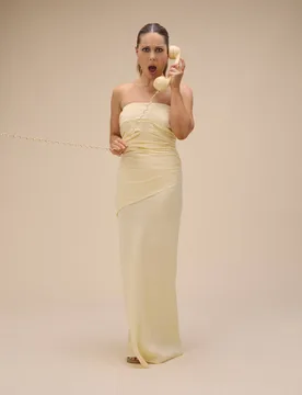 Ruched Fitted Midaxi Column Dress Yellow female - Nobody's Child X Louise Thompson - FashionsVida