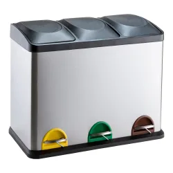 Mülltrennsystem „Premium“, 3 Fächer je 18 l schwarz silber