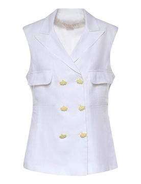 Genny Gilet in lino doppiopetto