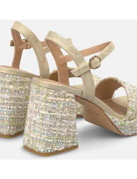 Sandalias de tacón de mujer con tira delantera y cierre de hebilla - Alma en Pena - FashionsVida