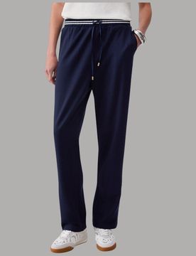 Pantaloni Jersey Interlok con Cintone Bicolor e Tasche Comode