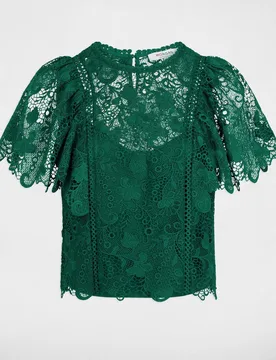 Top de mujer de encaje con cuello redondo - Morgan - FashionsVida