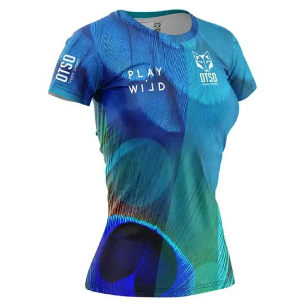 Blue Birds Short Sleeve T-shirt Blue XS - OTSO - FashionsVida