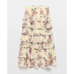 Falda midi con volantes
