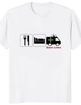 Save Lives T Shirt Eat Sleep Paramedic T-Shirt Rescue Ambulance Driver Cartoon Print Streetwear Man Tshirt Casual Fashion Tees - Aliexpress - FashionsVida