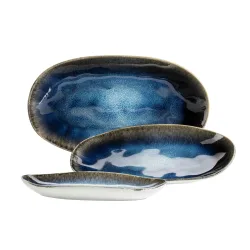 Servierplatten-Set, Steinzeug Frozen blau