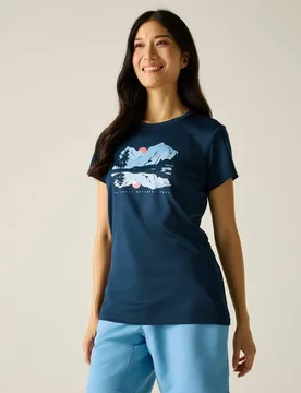 Women's Fingal Short Sleeved Graphic T-Shirt in Dark Navy Size: 10 - Dark Navy - Size: 10 - Regatta - FashionsVida
