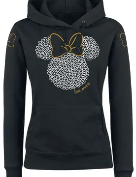 Disney Kapuzenpullover - Minnie Maus - Love - S bis M - für Damen - Größe M - schwarz - Lizenzierter Fanartikel - Frauen - female - Micky Maus - FashionsVida