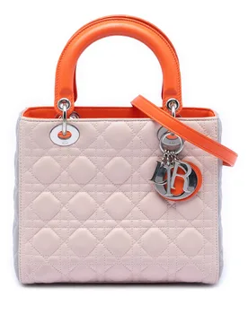 Medium Tricolor Lambskin Cannage Lady - Dior - FashionsVida