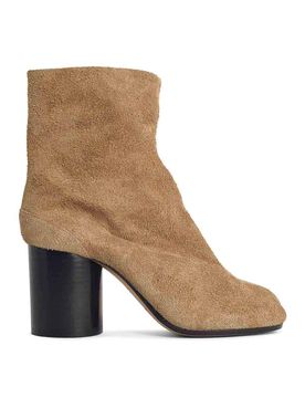 Camel Suede Tabi Ankle Boots