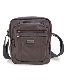 Borsa a tracolla marrone effetto martellato BA520-4