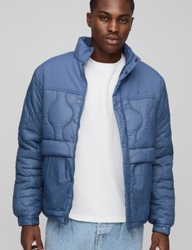 Herren Regular Fit Zwiebel-Steppjacke mit Stehkragen Slate Blue Größe XL