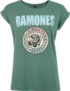 T-Shirt - Coloured Crest Crystal - S bis XXL - für Damen - Größe L - grün - Lizenziertes Merchandise! - Frauen - female - Ramones - FashionsVida