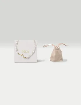 K Gold Plated Twist Necklace Cream female - M&S - FashionsVida