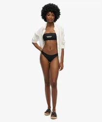 Superdry Damen Brasilianisches Bikinihöschen mit Logo Schwarz - Größe: 44