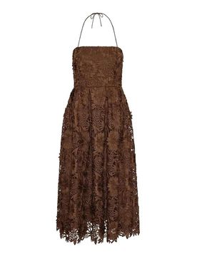 Rotate abito pizzo fiori brown