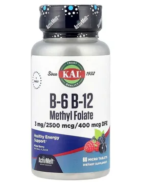 Comprimés De Vitamines B6+b12 Methyl Folate 60 Unités